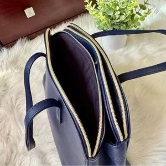 Reaction Kenneth Cole Arbol Dome Navy Blue Structured Satchel Handbag - Picture 5 of 16